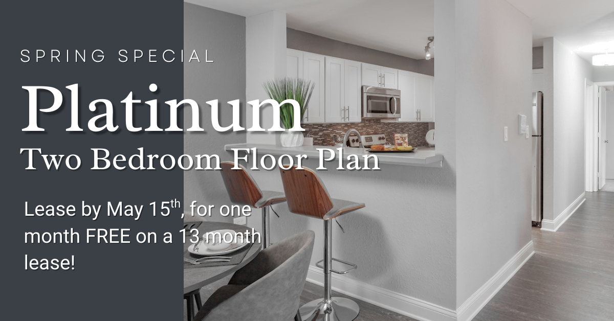 Spring Special | Platinum 2 Bedroom Floor Plan | Lease by May 15th, for 1 month free on a 13 month lease!
