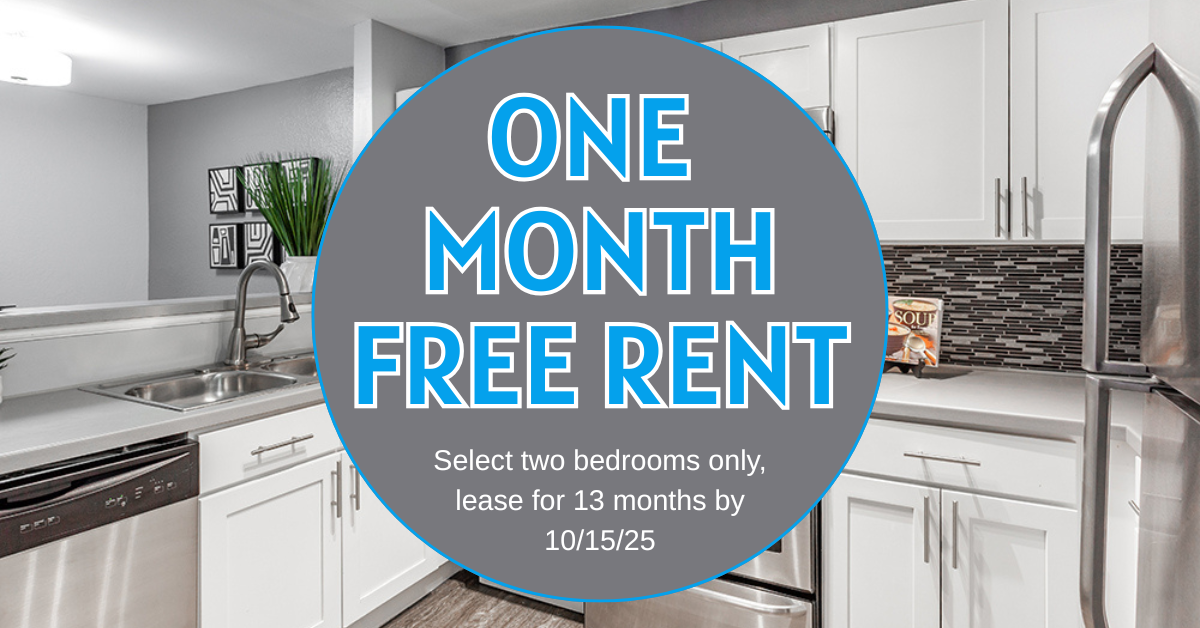 Oct Special | Select two bedrooms only | Lease by October 15th, for 1 month free on a 13 month lease!